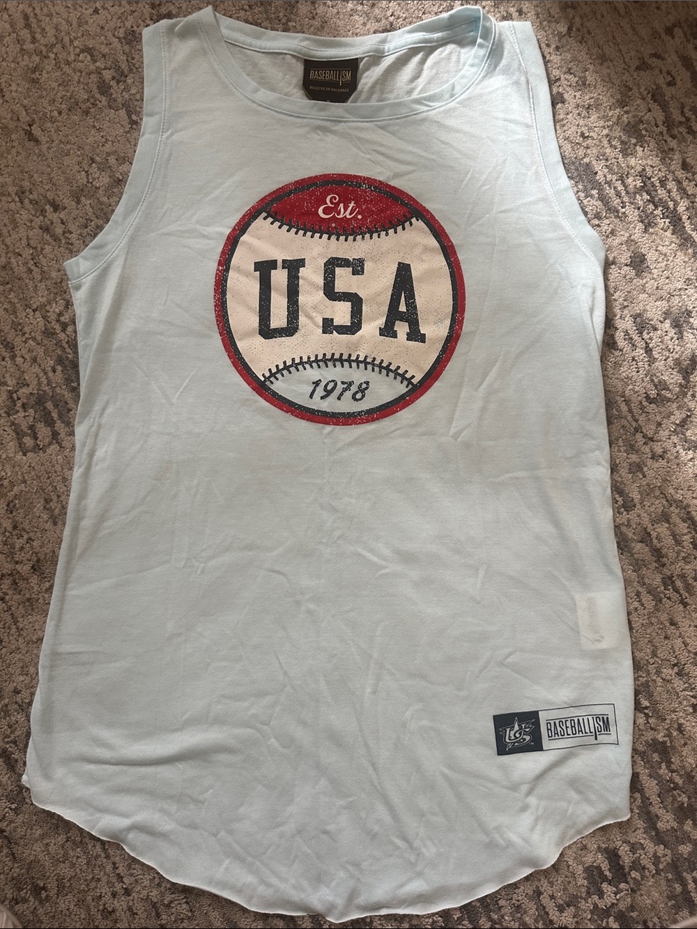 Baseballism USA Graphic Tank Top in Light Blue